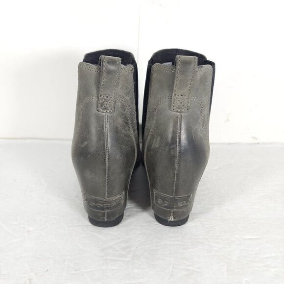 Sorel Women's Lea US6 Wedge Waterproof Leather Gray Chelsea Ankle Booties Boots - Picture 10 of 12